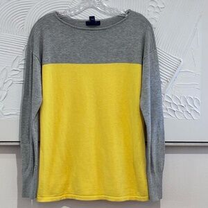 NWT Chaps Women's Yellow Gray SZ PM Petite Medium Sweater
